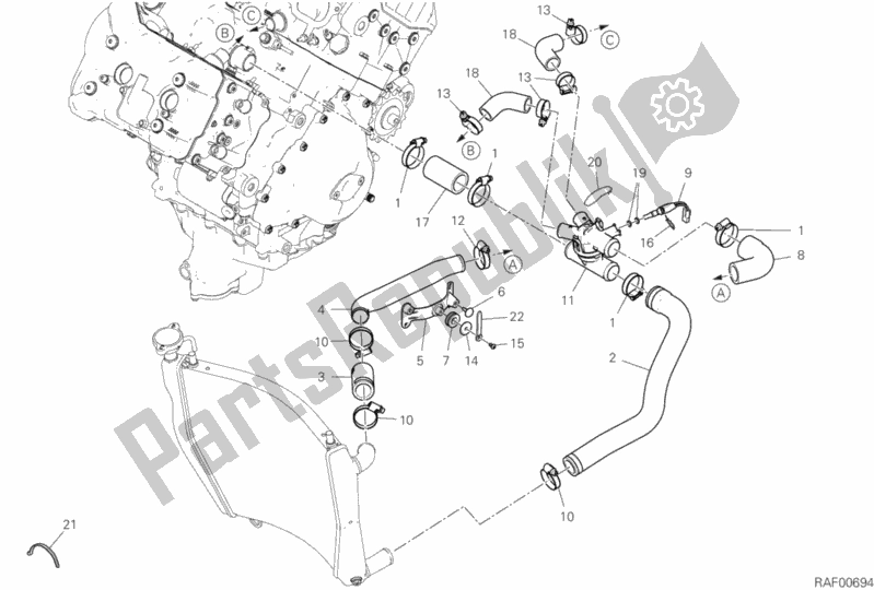 Todas as partes de Circuito De Refrigeração do Ducati Streetfighter V4 1103 2020